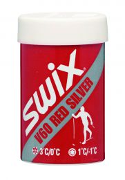 SWIX V60 Red/Silver Grip Wax +3...0°C/+1°...-1°C, 45g